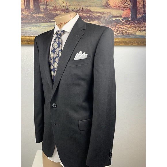 42L Joseph‎ Abboud Tollegro 1900 Sharkskin Blazer - Picture 3 of 12